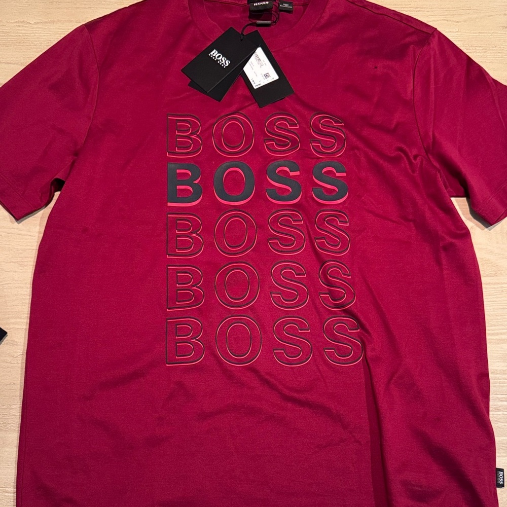 Boss Men's Bold Maroon Logo Tee